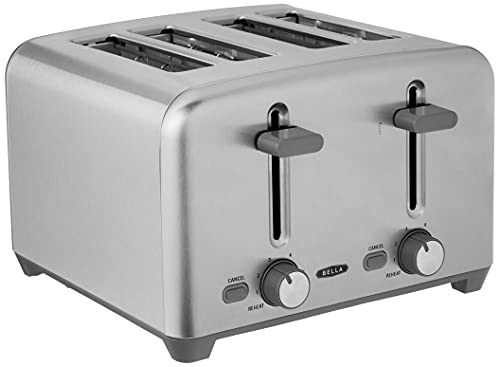 BELLA 4 Slice Toaster with Auto Shut Off - Extra Wide Slots and Removable Drop-Down Crumb Tray with Cancel and Reheat Function - For Texas Toast