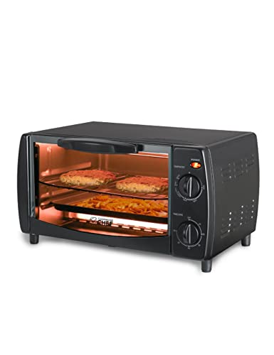 Commercial CHEF CHTO40B - 10 Liter 4 Slice Mechanical Toaster Oven