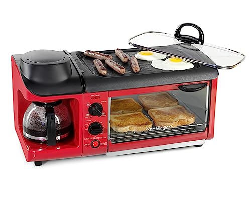 Nostalgia BST3RR - 3-in-1 Breakfast Station - Includes Coffee Maker