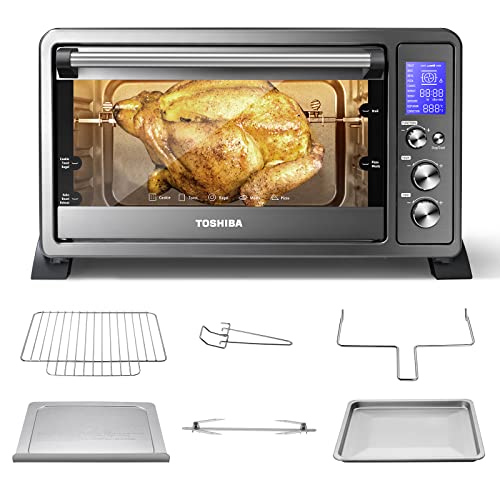 TOSHIBA AC25CEW-BS Large 6-Slice Convection Toaster Oven Countertop