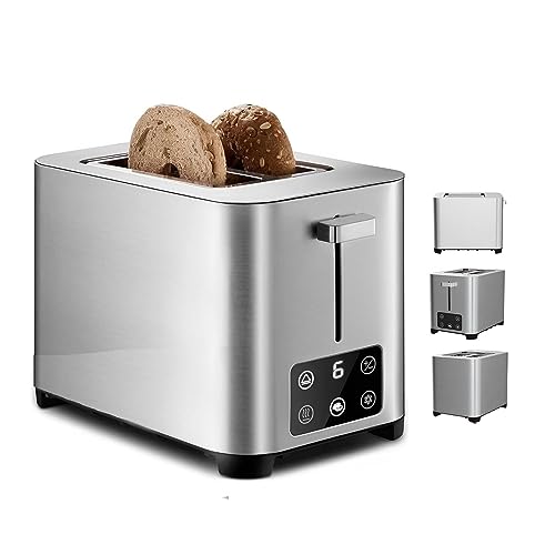 Goodscious Redmond Bread Toaster 2 Slice - Full Touch Screen Toaster w/LED Display & 6 Browning Setting - Stainless Steel Digital Toaster with Screen -Wide Bagel Toaster Oven with 2 Slice Toaster for Fast Toast