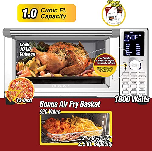 NUWAVE BRAVO XL 30-Quart Convection Oven with Flavor Infusion Technology with Integrated Digital Temperature Probe; 12 Presets; 3 Fan Speeds; 5-Quartz Heating Elements