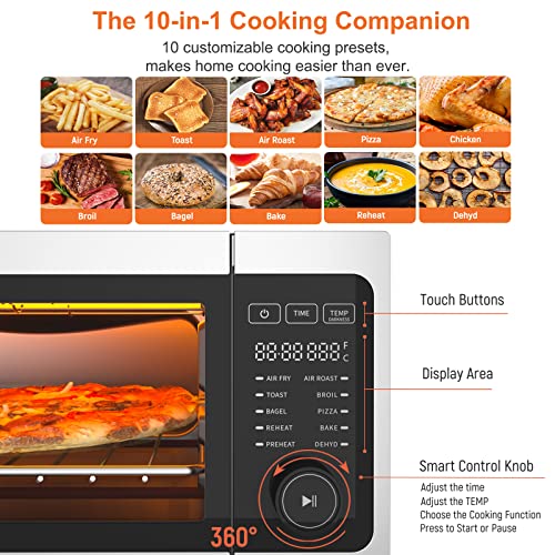 Air Fryer Toaster Oven Combo - FABULETTA FAO001 - 10-in-1 Countertop Convection Oven 1800W