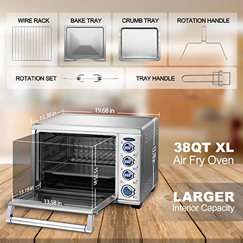 WerkWeit Toaster Oven - 38QT XXL Convection Oven Stainless steel Countertop Oven with 9-in-1 Functionality