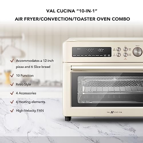 VAL CUCINA TA25-GC1 - Retro Style Infrared Ultra-Quick Air Fryer Toaster Oven